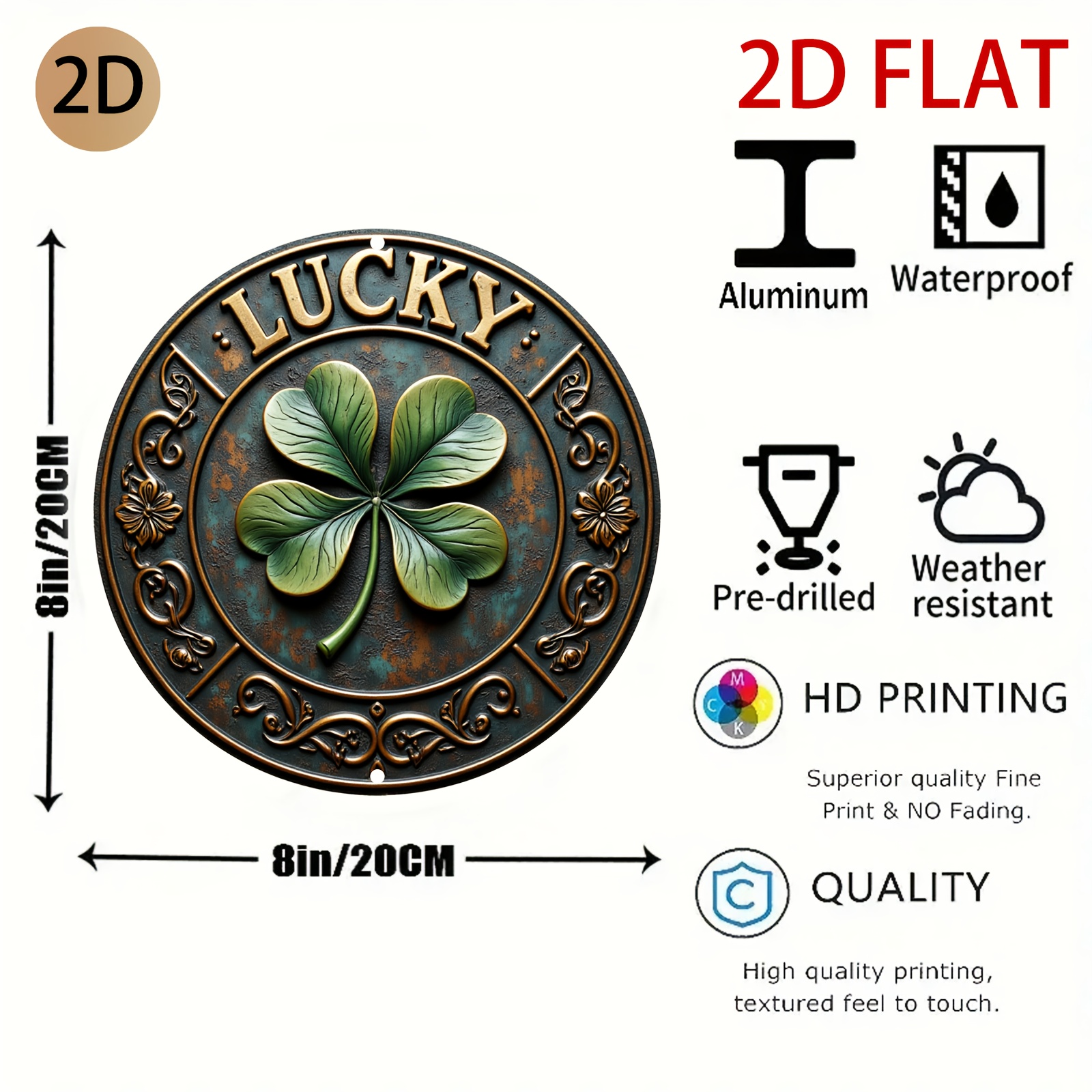 Vintage Rustic Metal Lucky Clo - Home Office Logo reseña y precio