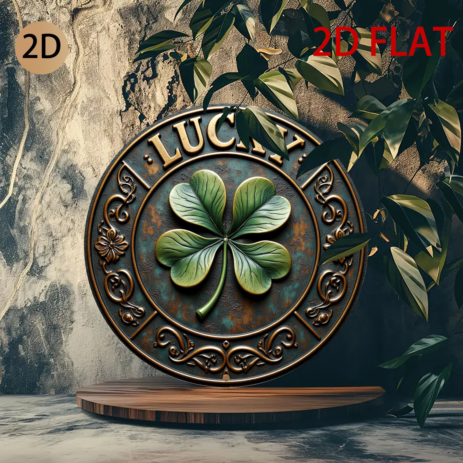 Vintage Rustic Metal Lucky Clo - Home Office Logo reseña y precio