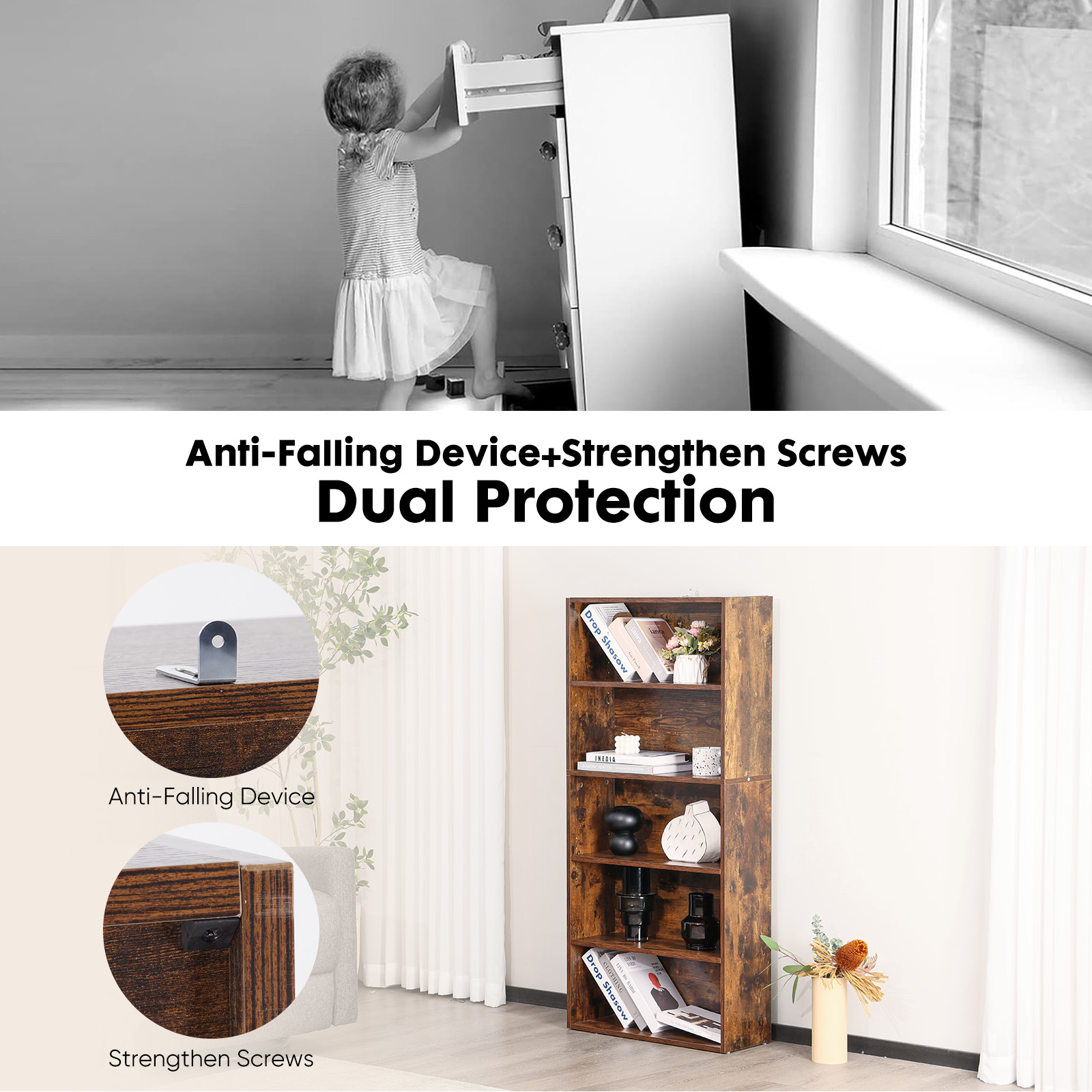 Industrial 5 Shelf Bookcase -  - Home Office With Bookshelves reseña y precio