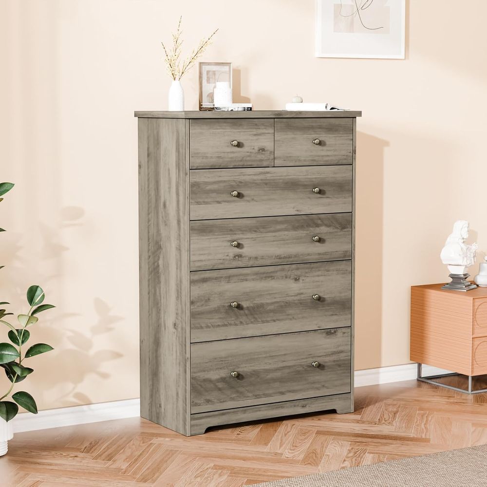 6-Drawer Chest in Rustic Grey  - Home Office Or reseña y precio