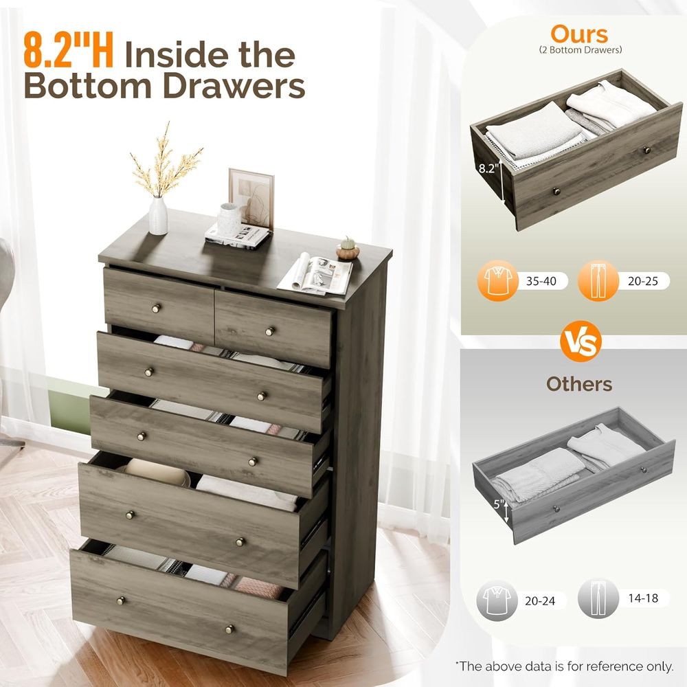 6-Drawer Chest in Rustic Grey  - Home Office Or reseña y precio