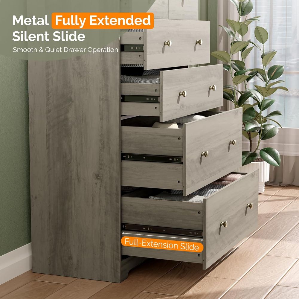 6-Drawer Chest in Rustic Grey  - Home Office Or reseña y precio