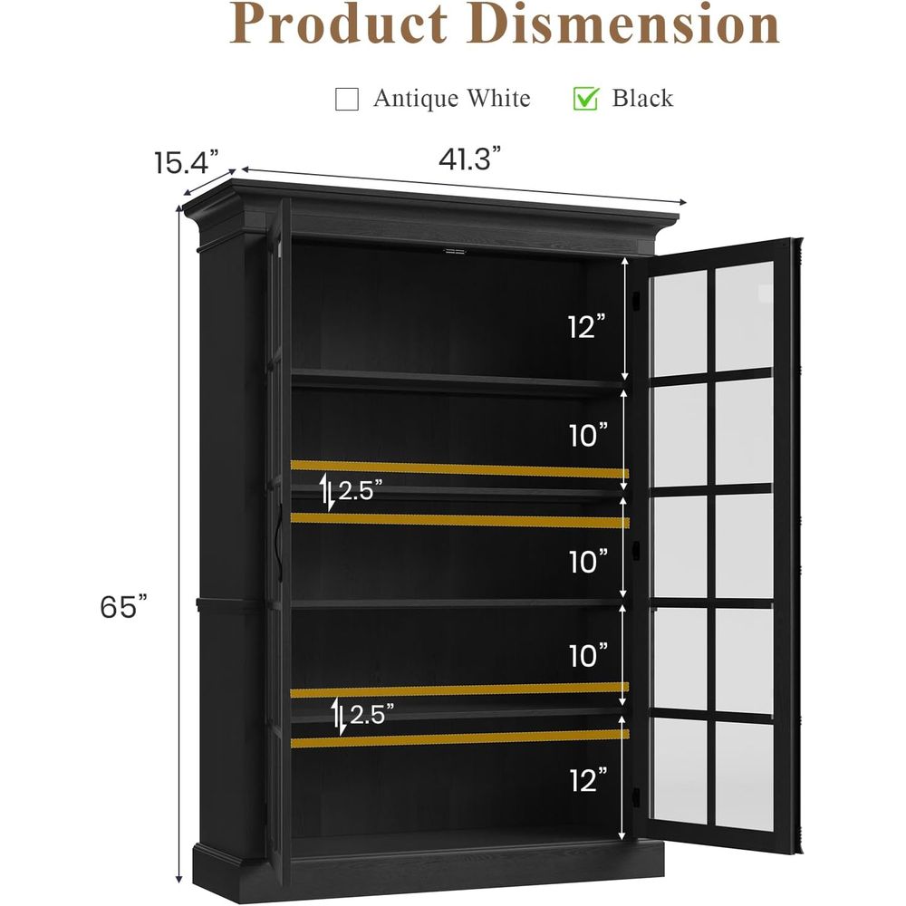 65 Tall Display Cabinet with A - Home Office Free reseña y precio