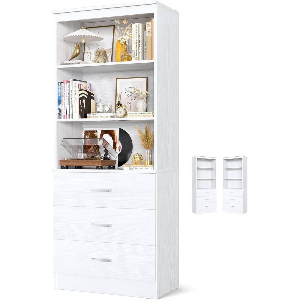 6-Tier White Wooden Bookshelf  - Home Office With Bookshelves reseña y precio