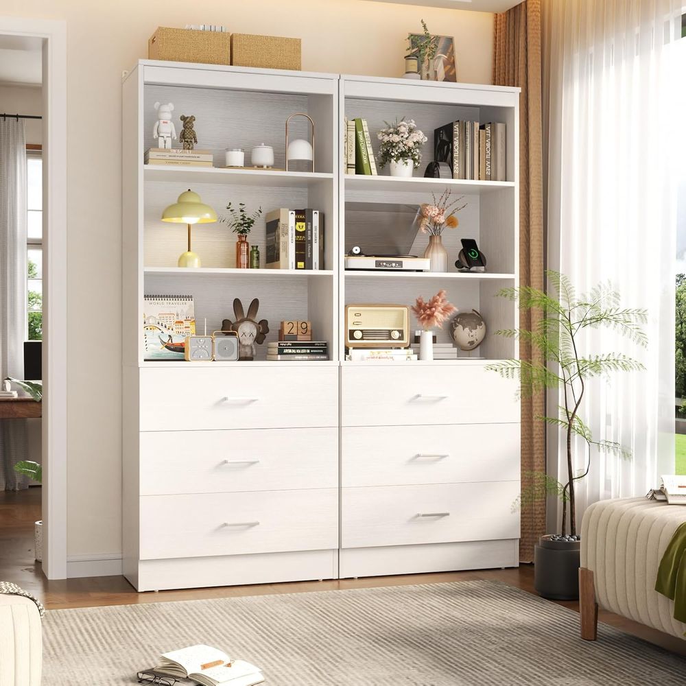 6-Tier White Wooden Bookshelf  - Home Office With Bookshelves reseña y precio