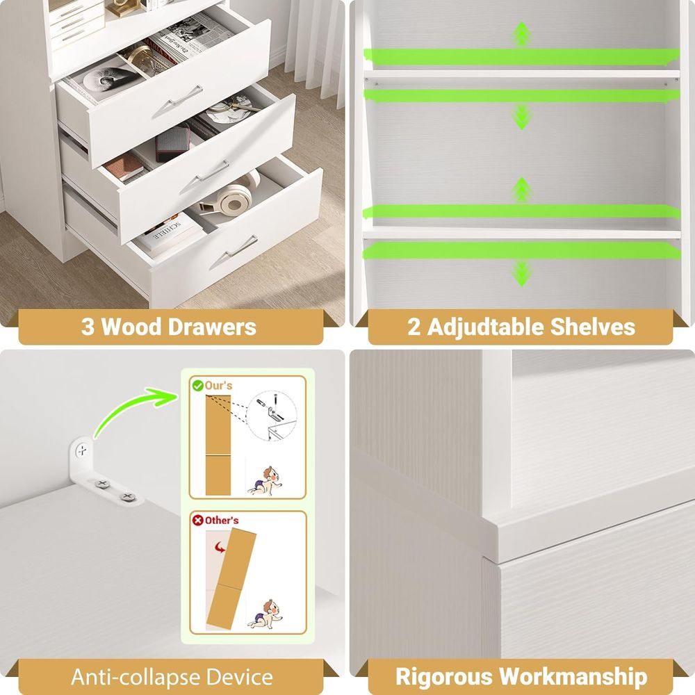 6-Tier White Wooden Bookshelf  - Home Office With Bookshelves reseña y precio