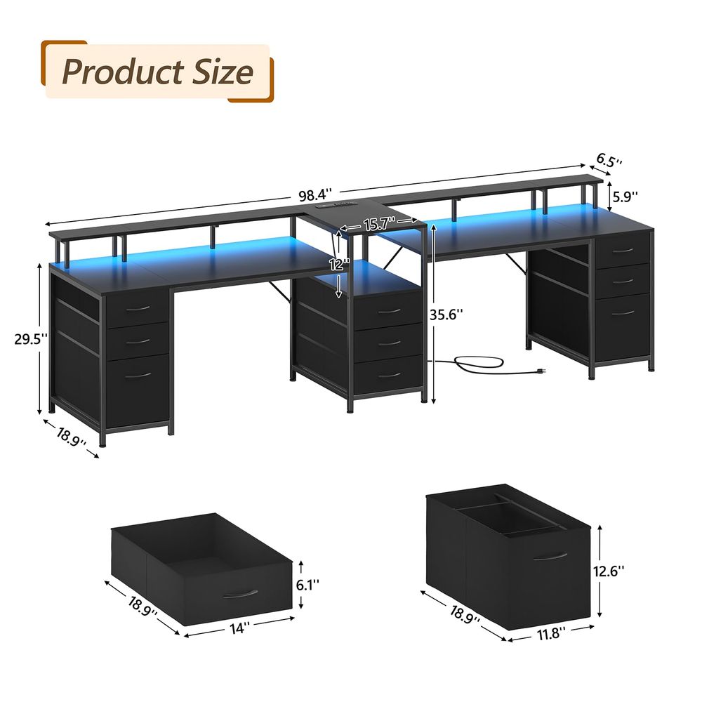 98.4 Long Computer Desk with 9 - Home Office With Two Desks reseña y precio
