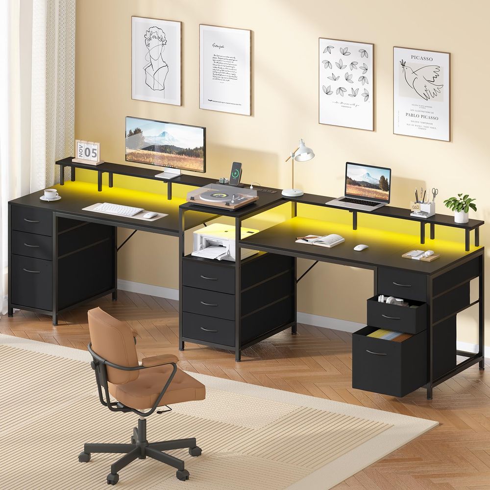 98.4 Long Computer Desk with 9 - Home Office With Two Desks reseña y precio