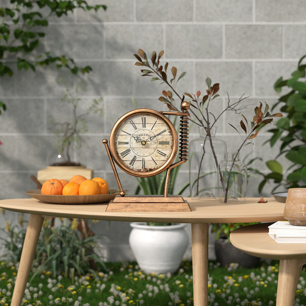 Retro Metal Desk Clock Vintage - Home Office Industrial Style reseña y precio