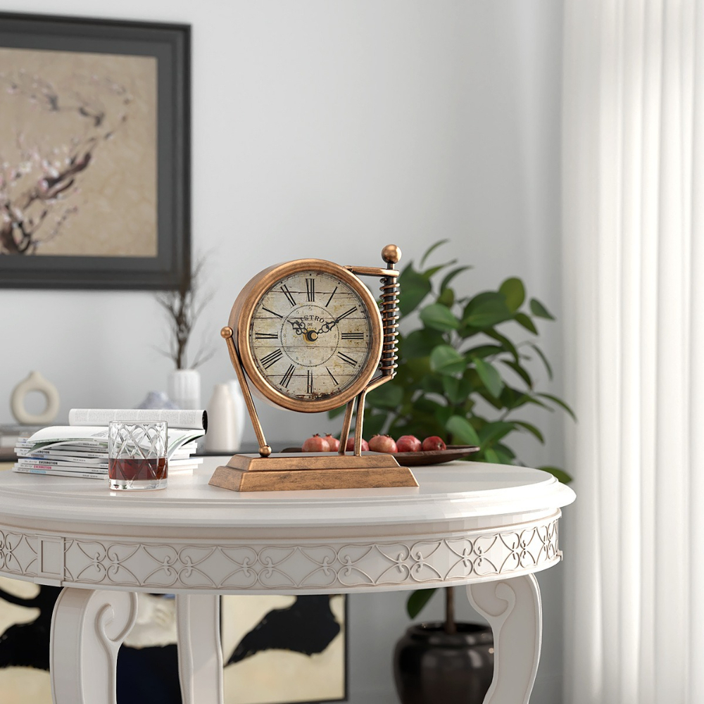 Retro Metal Desk Clock Vintage - Home Office Industrial Style reseña y precio