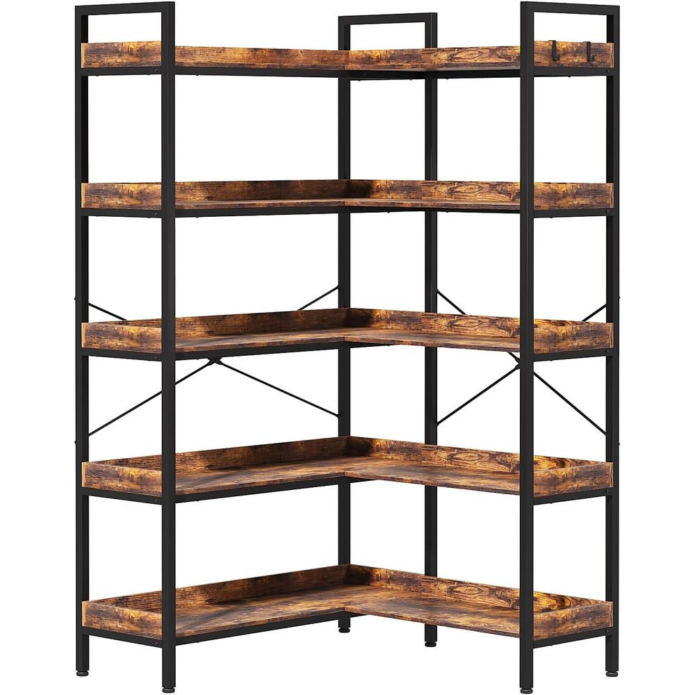 5-Tier L-Shaped Reversible Boo - Home Office Industrial Style reseña y precio