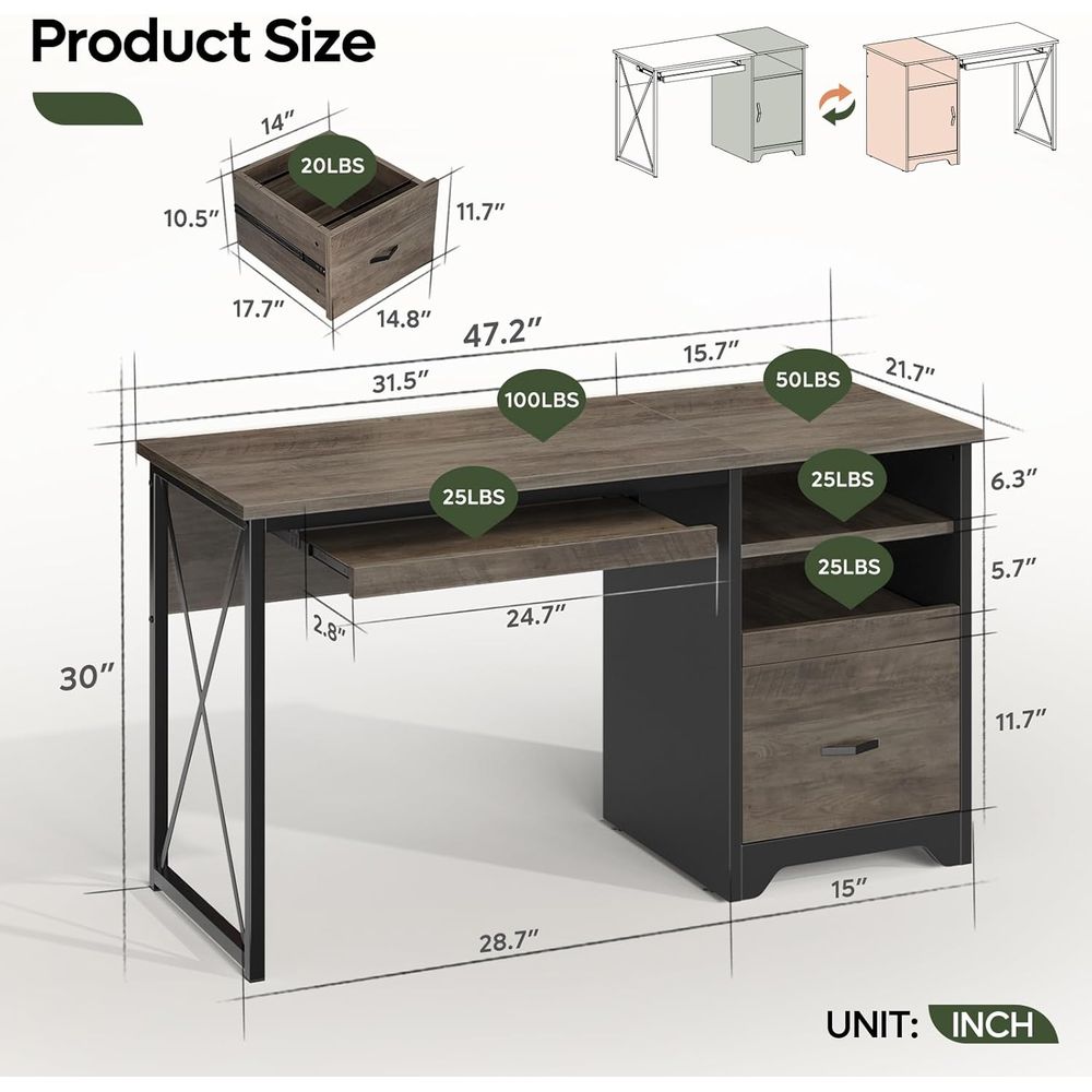 47 Industrial Style Desk with  - Home Office Industrial Style reseña y precio